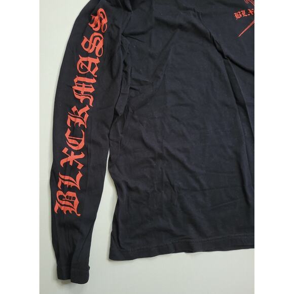BlxckMass Long Sleeve Black T-Shirt Heart Swords Full Sleeve Graphics Size XL - Picture 6 of 6